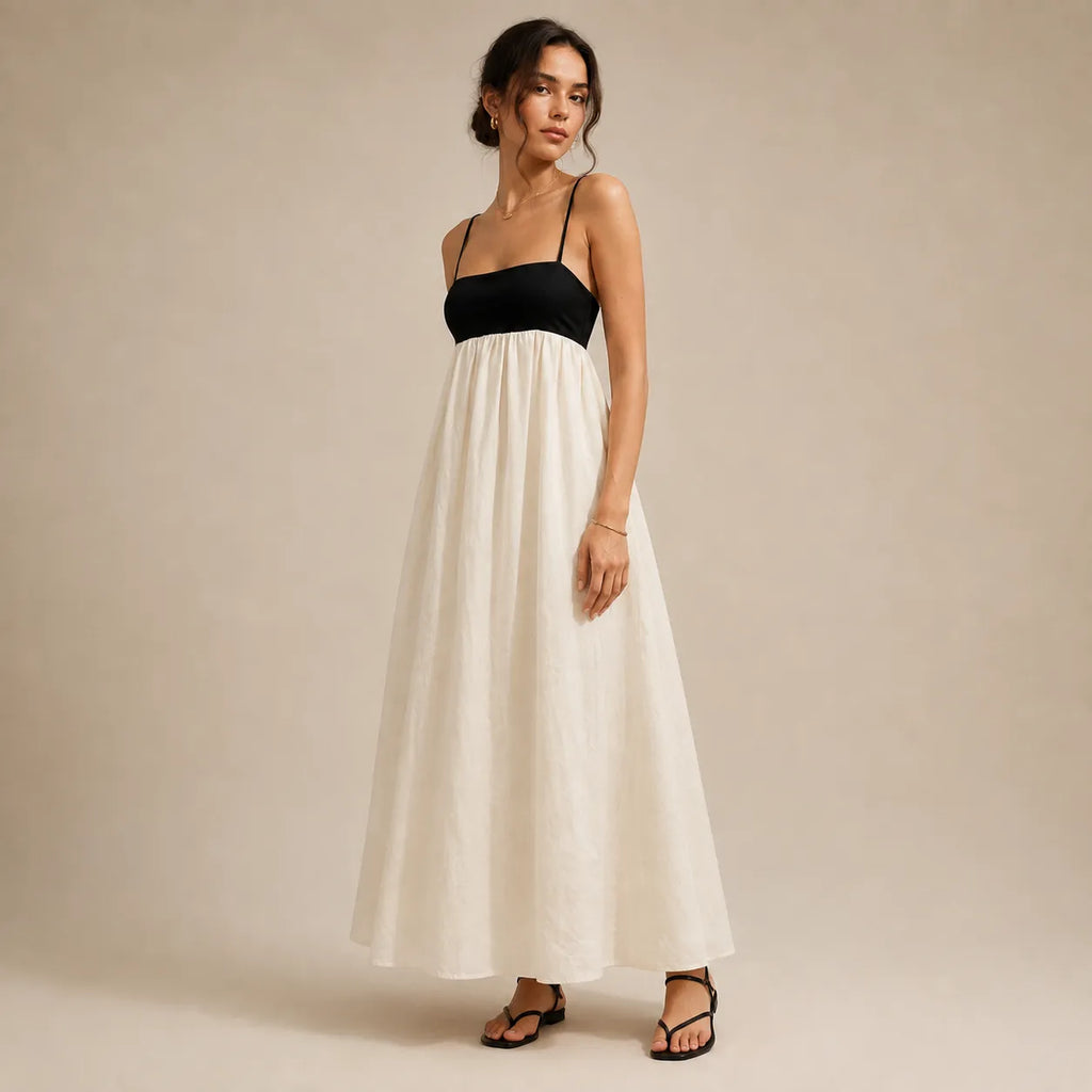 Vestido Feminino Longo Linho Alça Ajustável – Emily