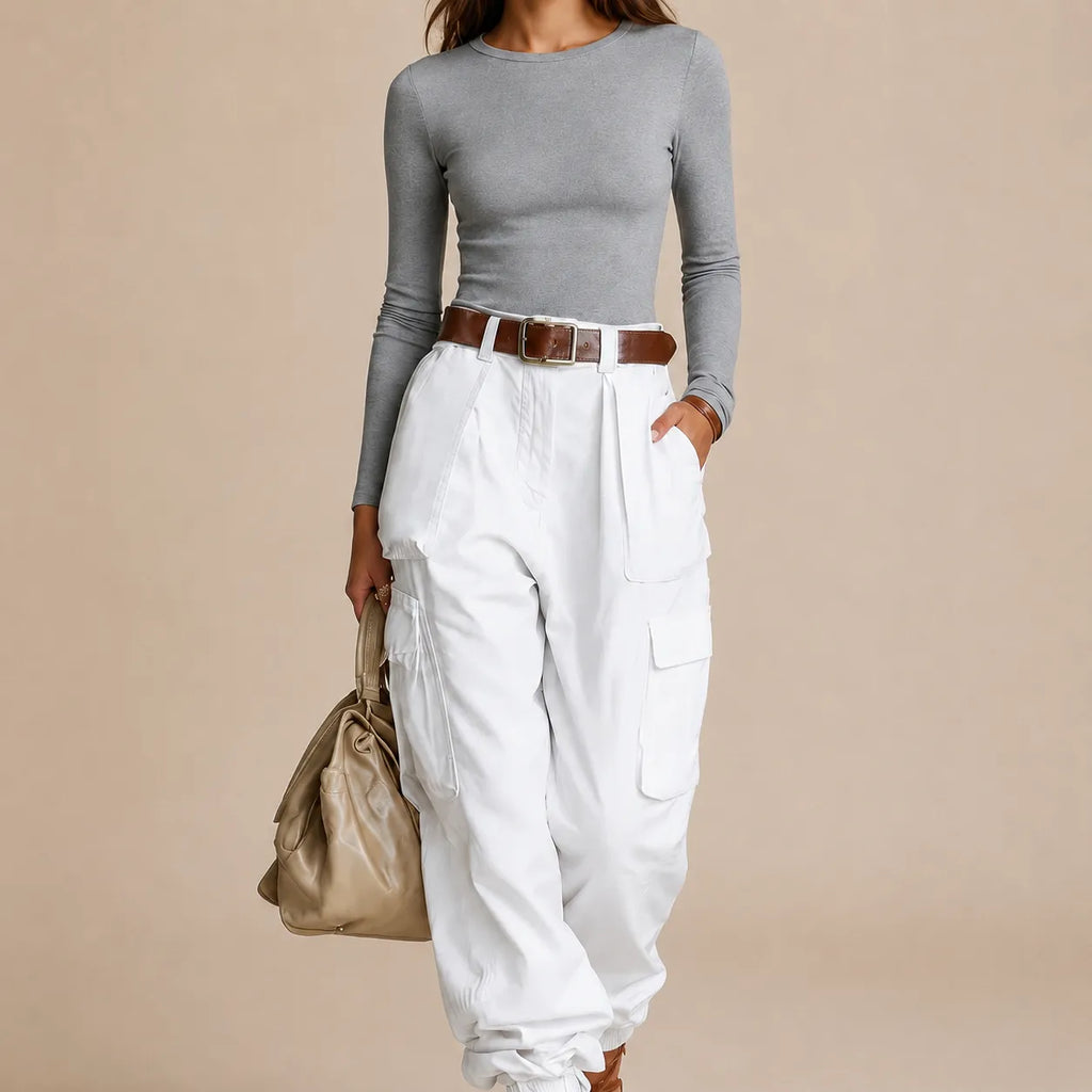 Calça Cargo Feminina Wide Leg Cintura Alta – Margot