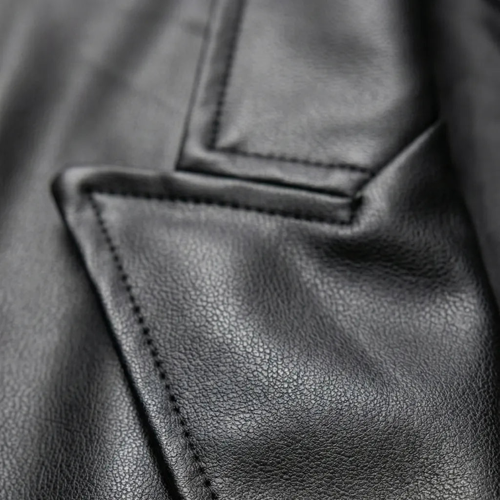 Colete Feminino Preto em Couro com Cinto Luxo