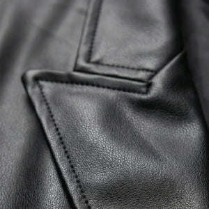 Colete Feminino Preto em Couro com Cinto Luxo