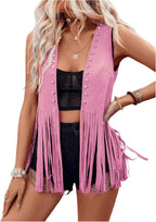 Colete Feminino em Camurça com Franjas e Tachas – Sedona