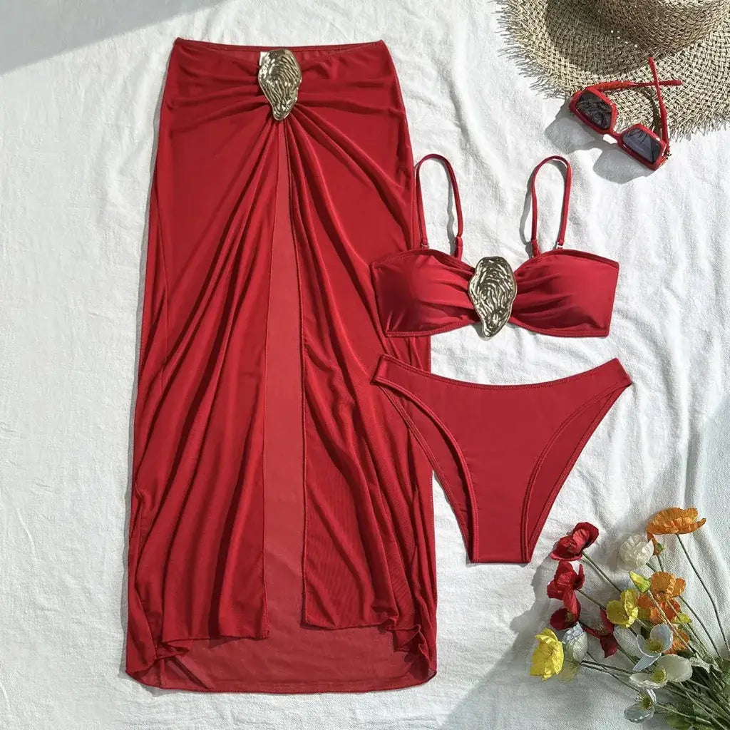 Conjunto Biquíni Cintura Alta e Saída de Praia Elegante