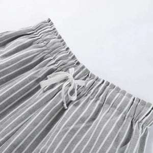 Conjunto Camisa e Shorts Feminino Listrado