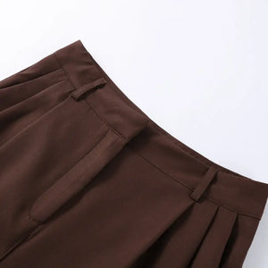 Conjunto Feminino Alfaiataria Marrom Modelo Mariane