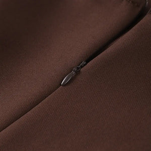 Conjunto Feminino Alfaiataria Marrom Modelo Mariane