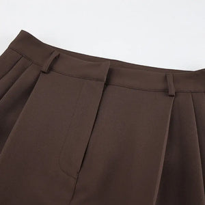 Conjunto Feminino Alfaiataria Marrom Modelo Mariane