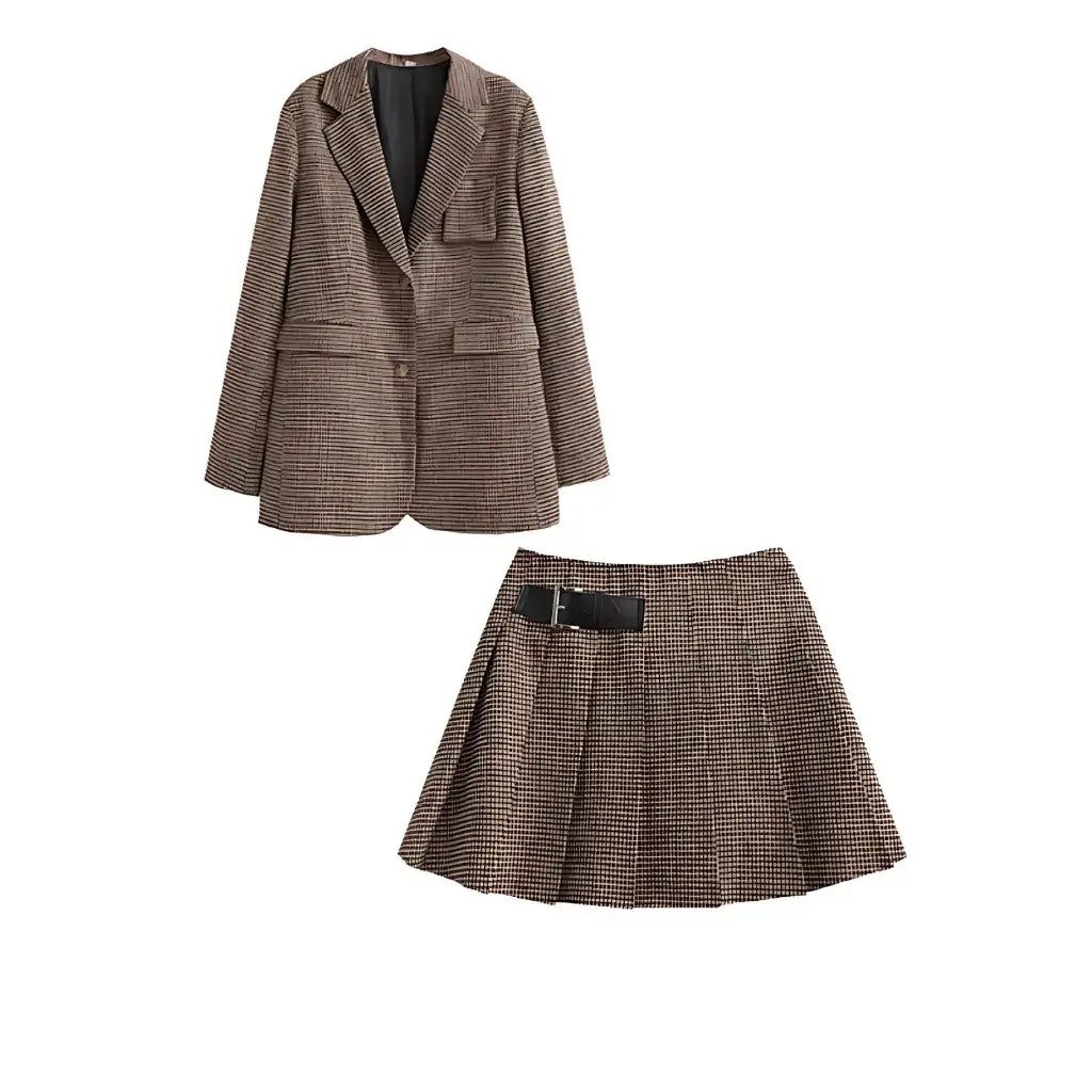Conjunto Feminino Blazer Saia Xadrez