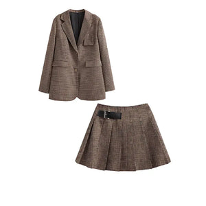 Conjunto Feminino Blazer Saia Xadrez