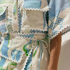 Conjunto Feminino Estampa Floral Azul e Verde Verão