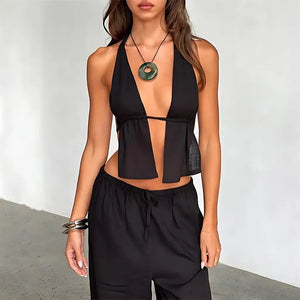 Conjunto Feminino Pantalona com Top Cropped Elegante