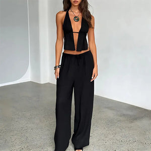 Conjunto Feminino Pantalona com Top Cropped Elegante