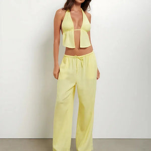 Conjunto Feminino Pantalona com Top Cropped Elegante