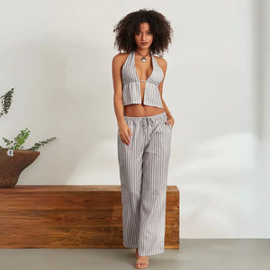 Conjunto Feminino Pantalona com Top Cropped Elegante