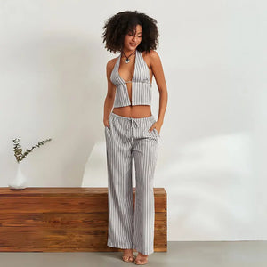 Conjunto Feminino Pantalona com Top Cropped Elegante