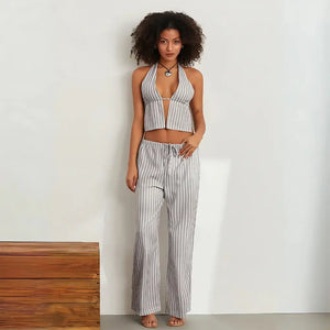 Conjunto Feminino Pantalona com Top Cropped Elegante