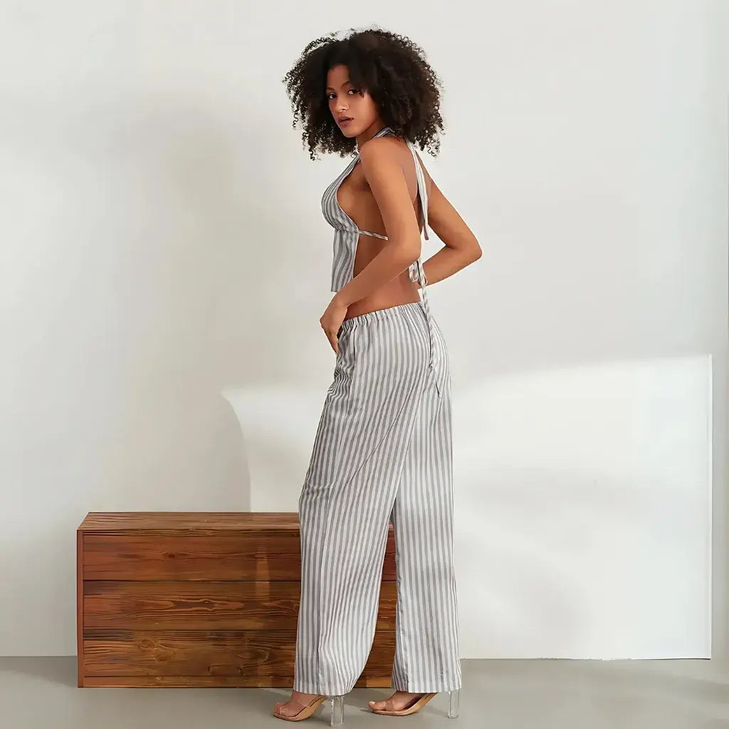 Conjunto Feminino Pantalona com Top Cropped Elegante