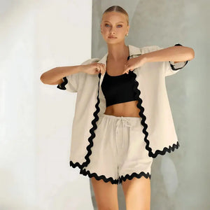 Conjunto Feminino Short e Camisa Confortável Casual