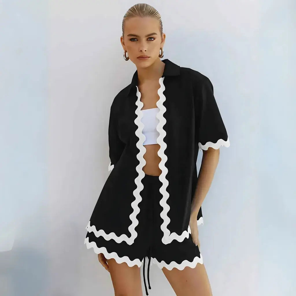 Conjunto Feminino Short e Camisa Confortável Casual