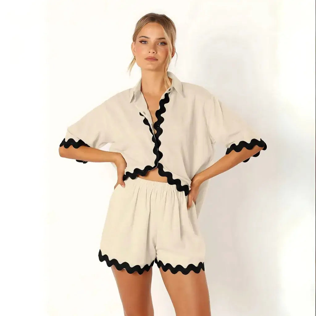 Conjunto Feminino Short e Camisa Confortável Casual
