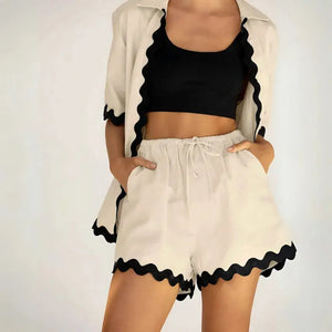 Conjunto Feminino Short e Camisa Confortável Casual