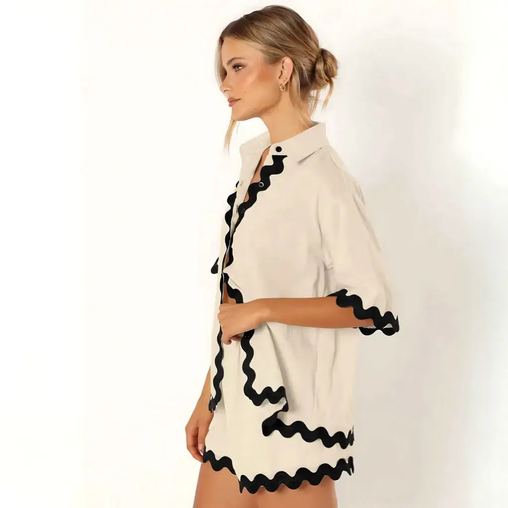 Conjunto Feminino Short e Camisa Confortável Casual