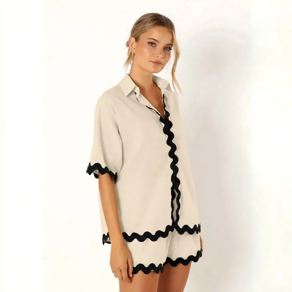 Conjunto Feminino Short e Camisa Confortável Casual