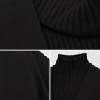 Look feminino preto em tricô com cardigan longo, conjunto confortável e elegante para dias frios