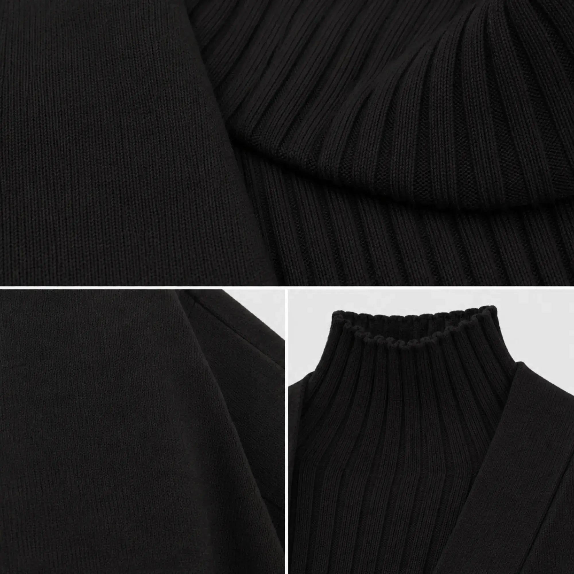 Look feminino preto em tricô com cardigan longo, conjunto confortável e elegante para dias frios