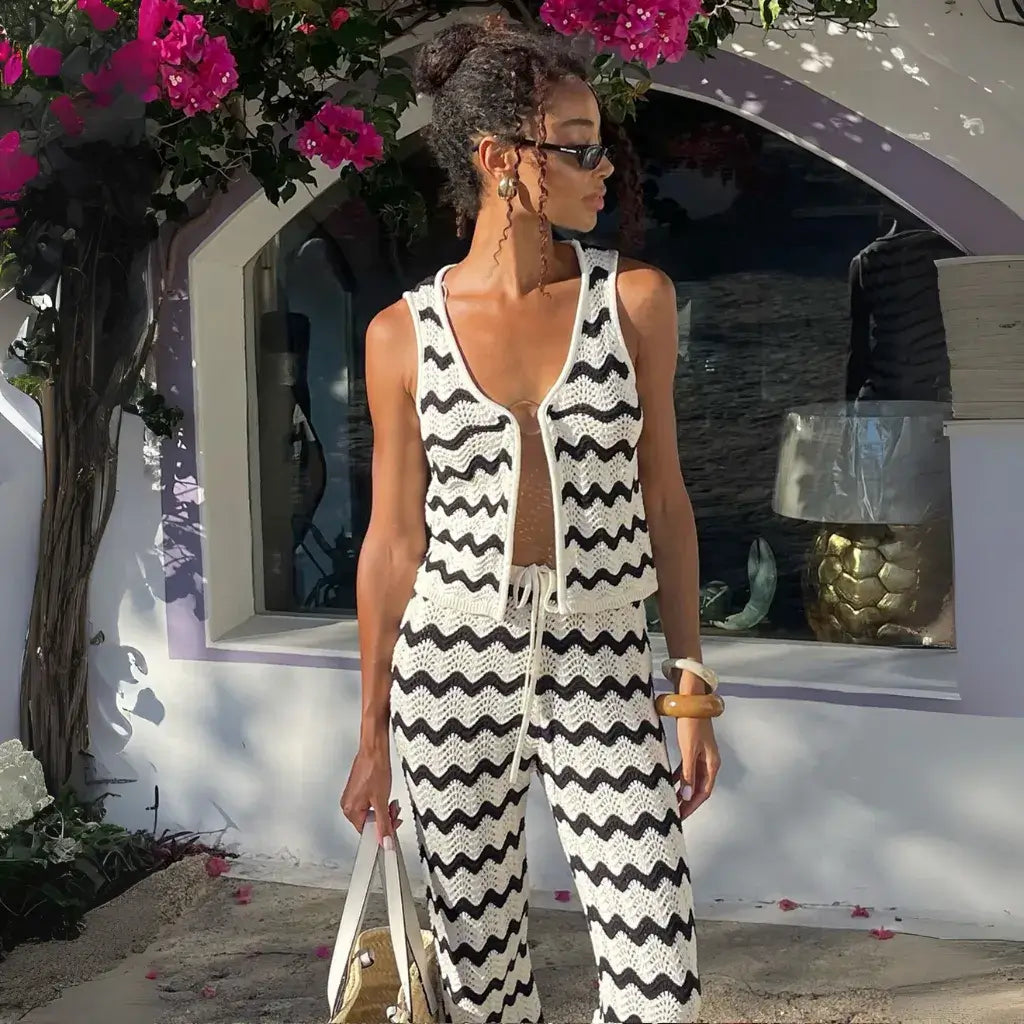 Conjunto Listrado Feminino Calça e Blusa