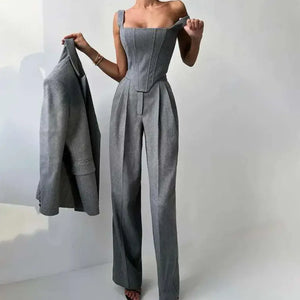 Conjunto Social Feminino Blazer Corset Acinturado Sofisticado