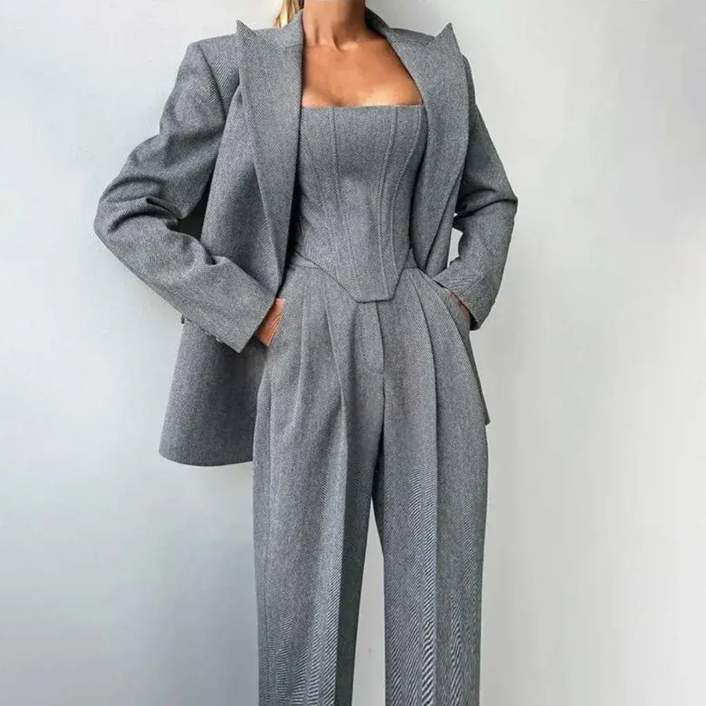 Conjunto Social Feminino Blazer Corset Acinturado Sofisticado