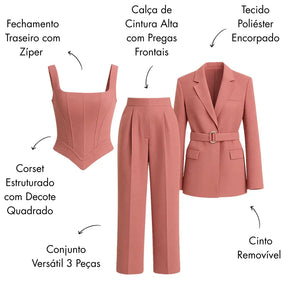 Conjunto Social Feminino Blazer Corset Acinturado Sofisticado