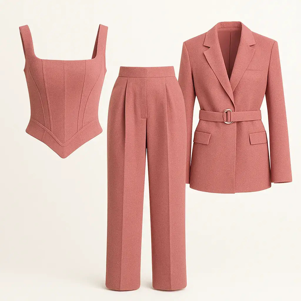 Conjunto Social Feminino Blazer Corset Acinturado Sofisticado