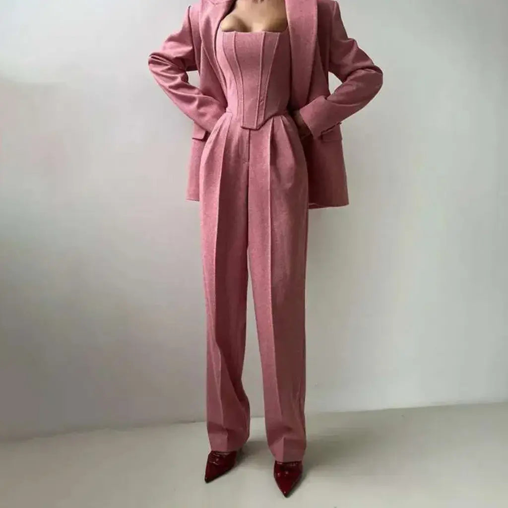 Conjunto Social Feminino Blazer Corset Acinturado Sofisticado