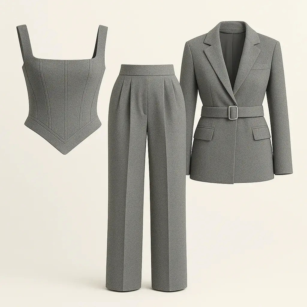 Conjunto Social Feminino Blazer Corset Acinturado Sofisticado