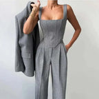Conjunto Social Feminino Blazer Corset Acinturado Sofisticado