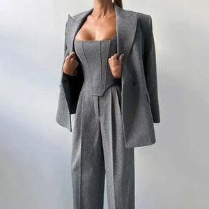 Conjunto Social Feminino Blazer Corset Acinturado Sofisticado