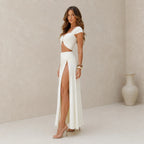 Conjunto Feminino Saia, Cropped e Cinto em Poliamida Off White – Capucine