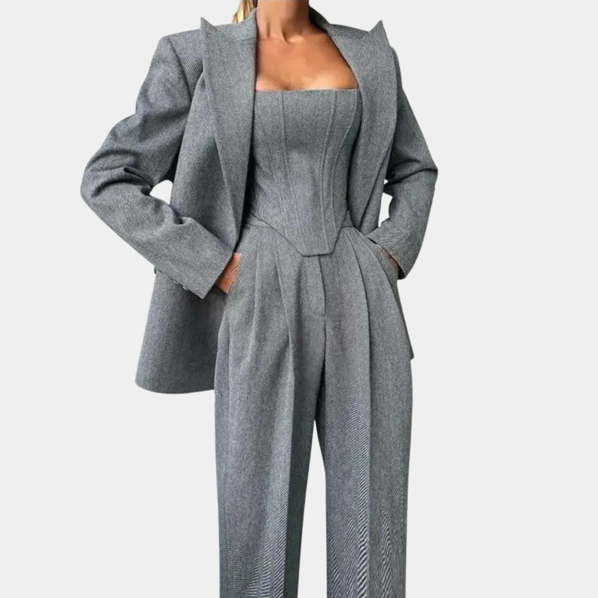 Conjunto Social Feminino Blazer Corset Acinturado Sofisticado