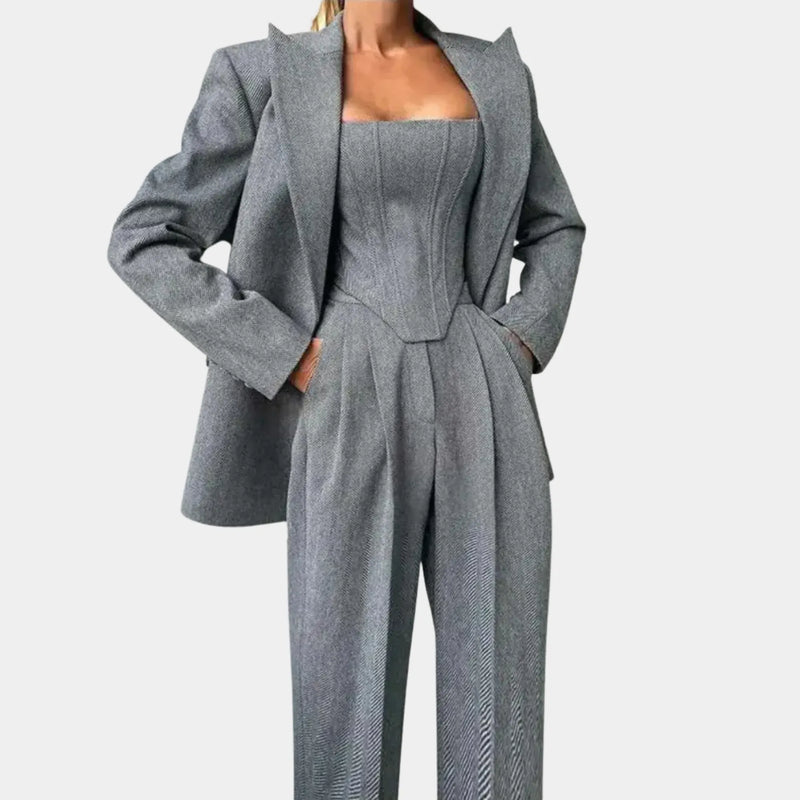 Conjunto Social Feminino Blazer Corset Acinturado Sofisticado
