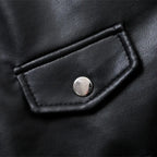 Detalhe do acabamento da jaqueta biker feminina preta oversized Valence