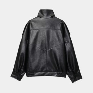 Jaqueta feminina oversized premium preta para looks streetwear modernos e sofisticados