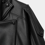 Jaqueta bomber feminina preta em couro eco premium com caimento oversized elegante