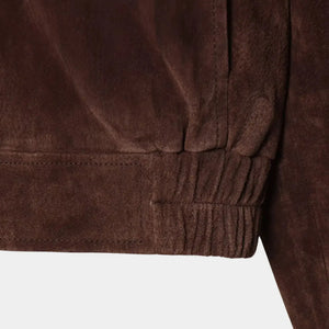 Jaqueta oversized feminina em suede marrom com visual moderno e toque sofisticado
