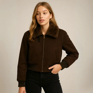 Jaqueta Gola Alta Peluciada Feminina