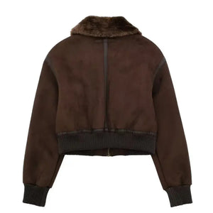 Jaqueta Gola Alta Peluciada Feminina