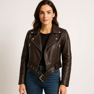 Jaqueta Marrom Couro Feminina
