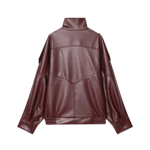 Jaqueta feminina oversized couro ecológico preta