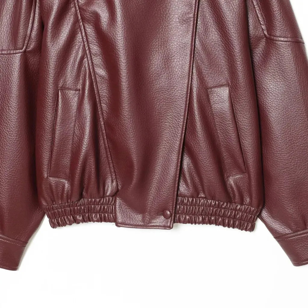 Jaqueta couro preta feminina fashion moderna