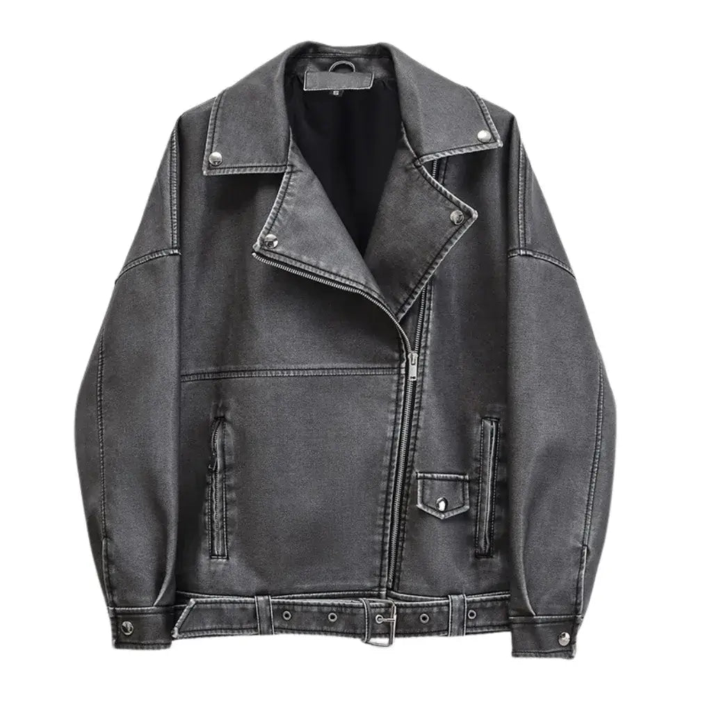 Jaqueta Oversized de Couro Feminina